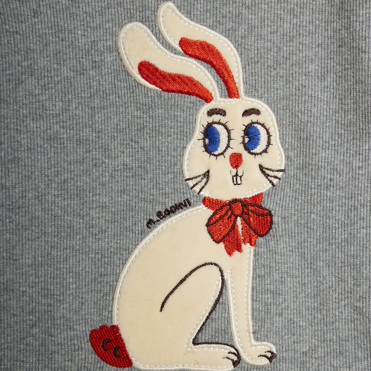 Rabbit Appliqué Long Sleeve Tee in Grey Melange by Mini Rodini