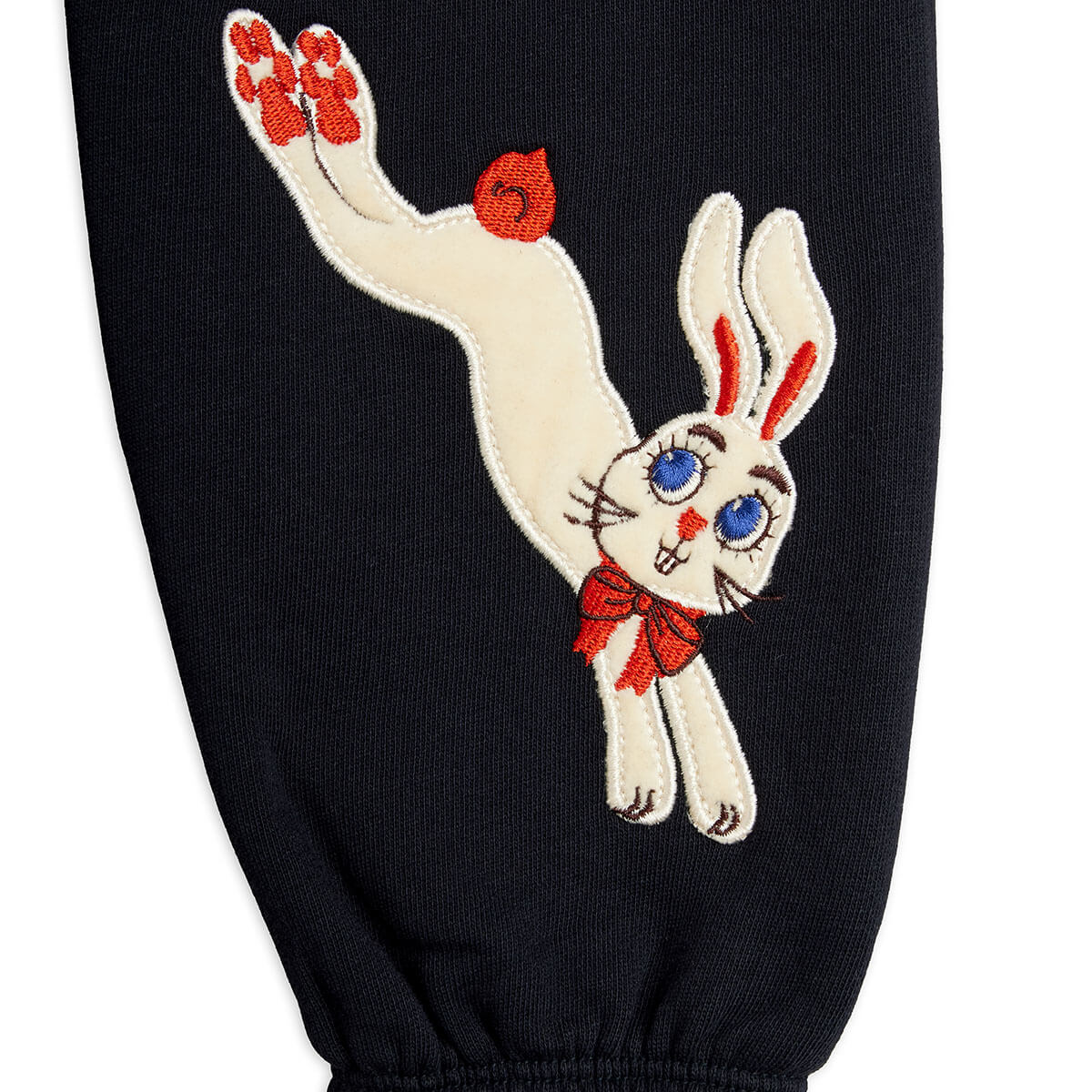Rabbit Appliqué Sweatpants in Black by Mini Rodini