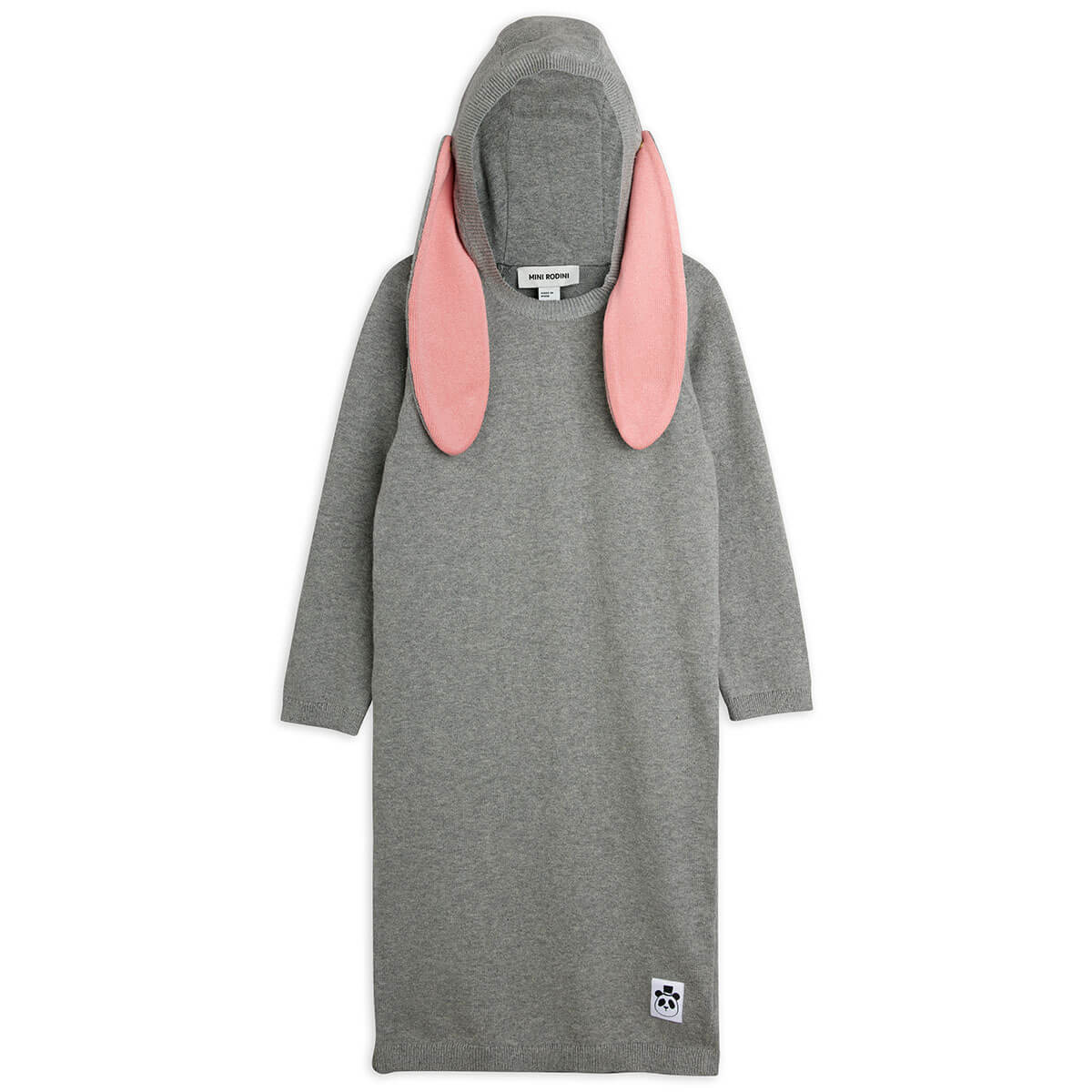 Rabbit Ear Dress in Grey Melange by Mini Rodini