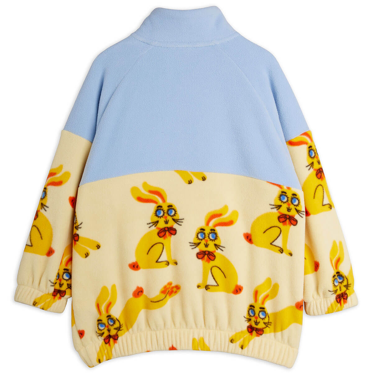 Rabbits Fleece Half Zip Sweatshirt in Yellow by Mini Rodini
