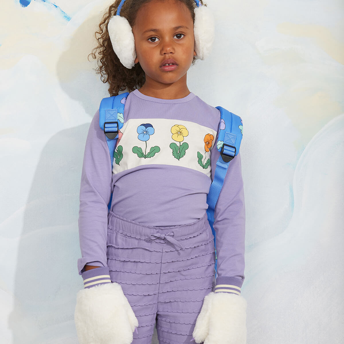 Violas Long Sleeve Panel Top in Purple by Mini Rodini