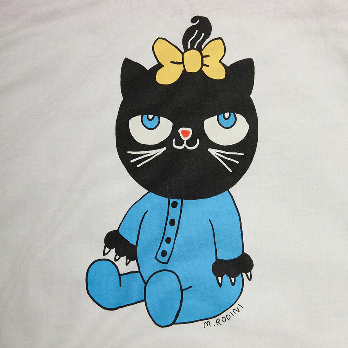 Cat V-Neck Tee in Pink by Mini Rodini
