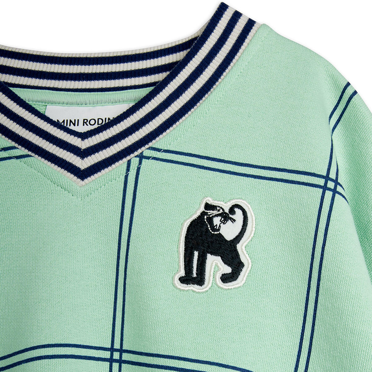 Check AOP Panther Patch Sweatshirt by Mini Rodini