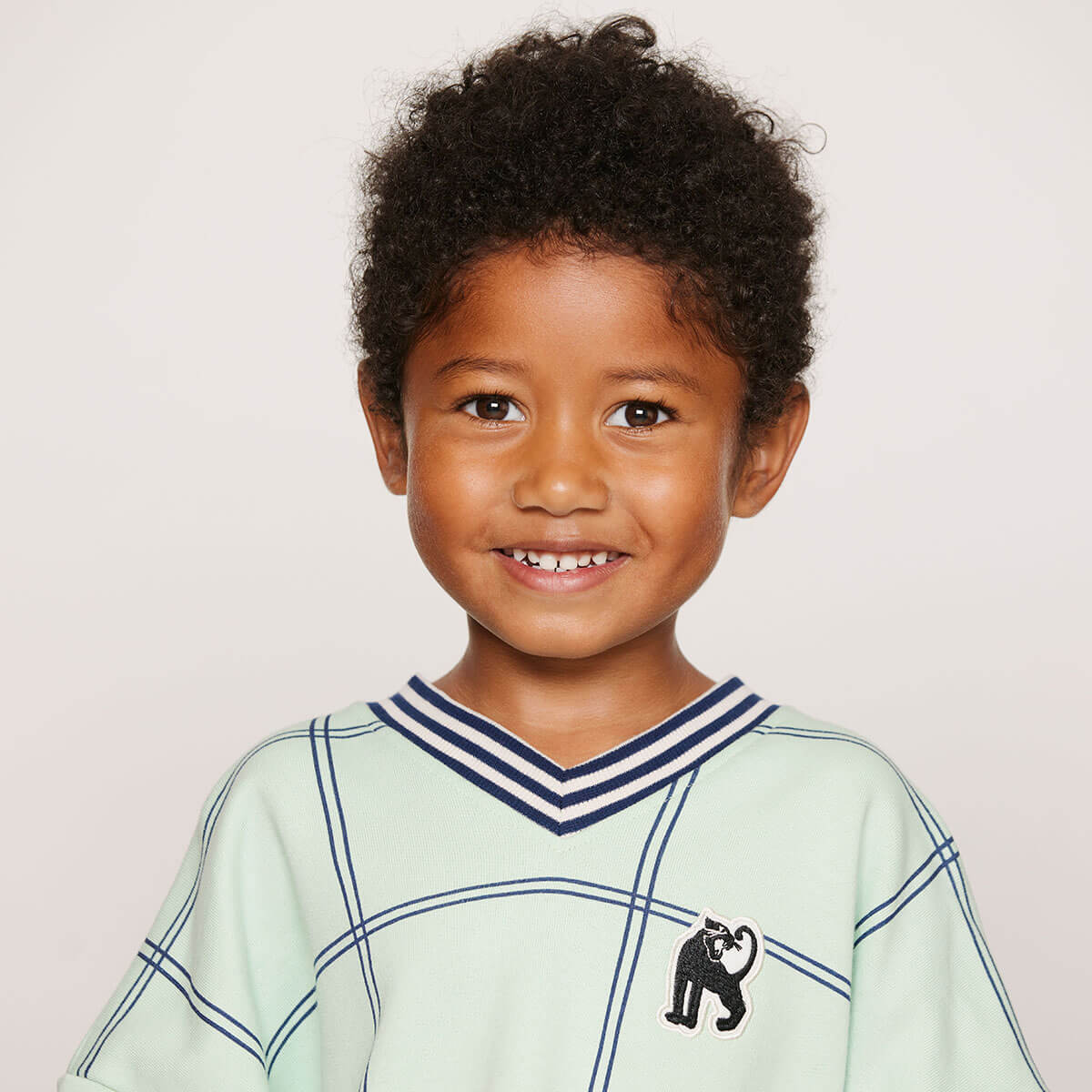Check AOP Panther Patch Sweatshirt by Mini Rodini