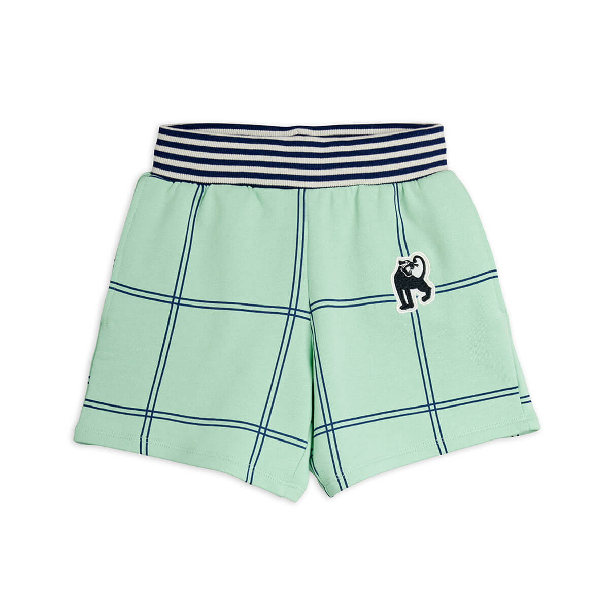 Check AOP Panther Patch Sweatshorts by Mini Rodini