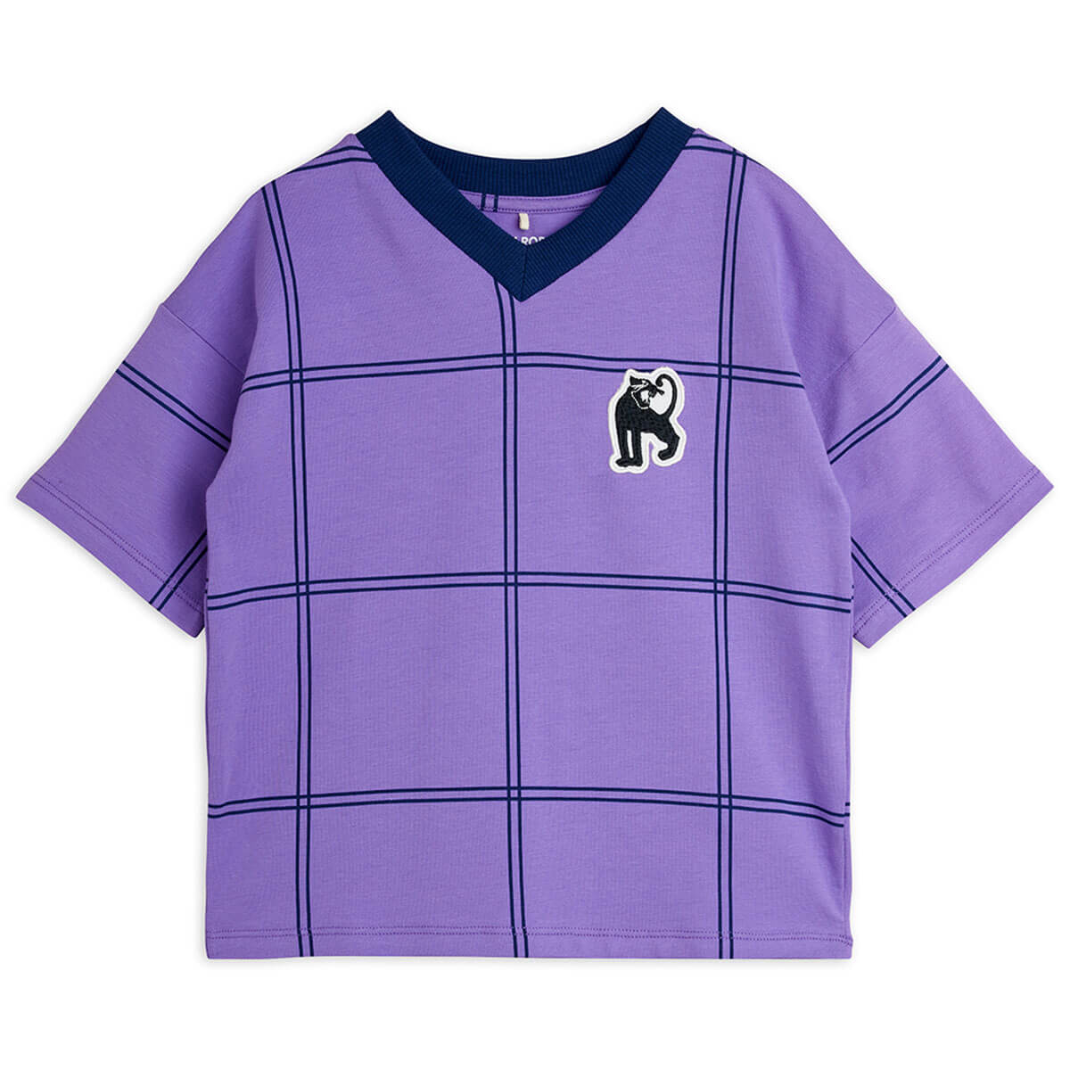 Check AOP Panther Patch Tee by Mini Rodini