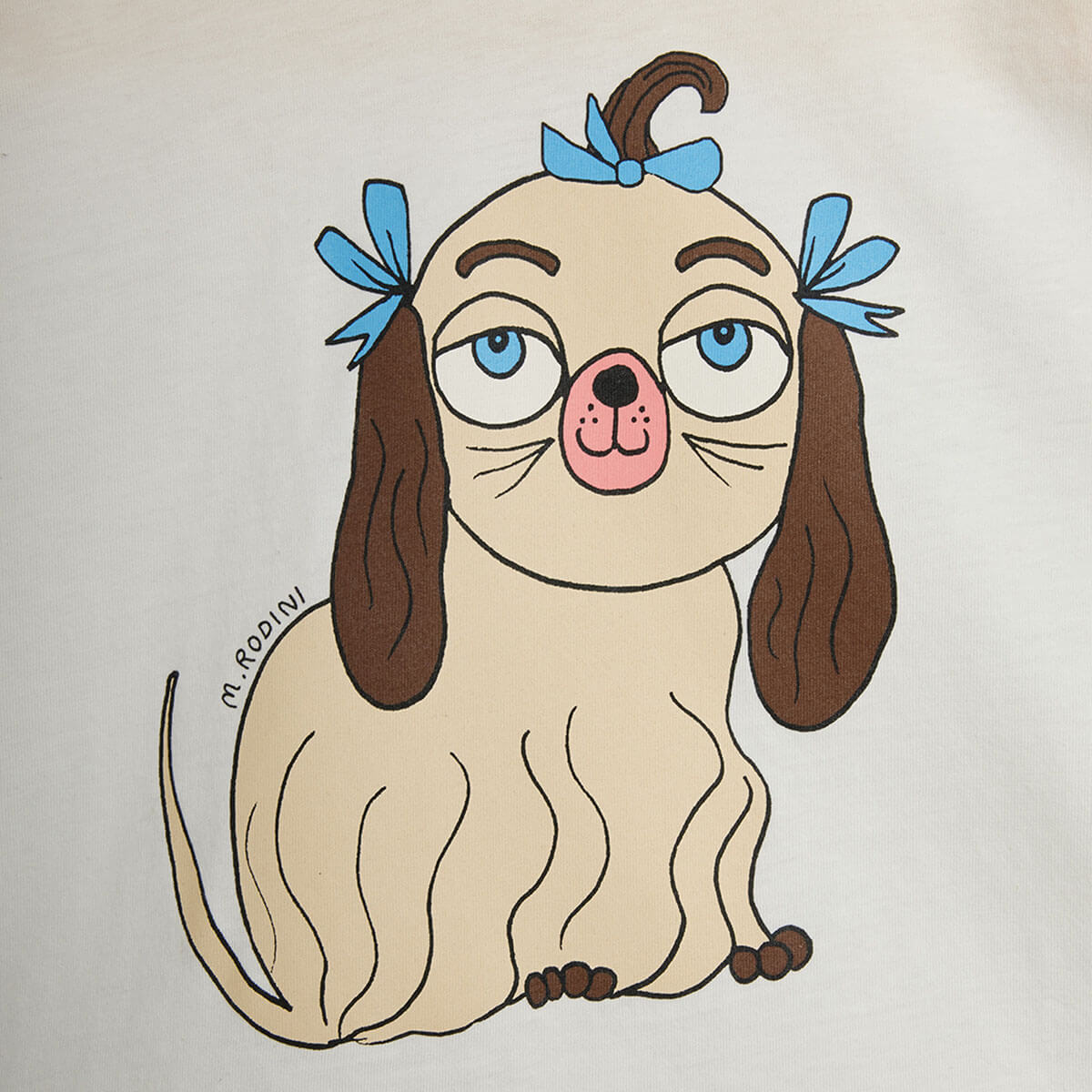 Dog V-Neck Tee in Yellow by Mini Rodini