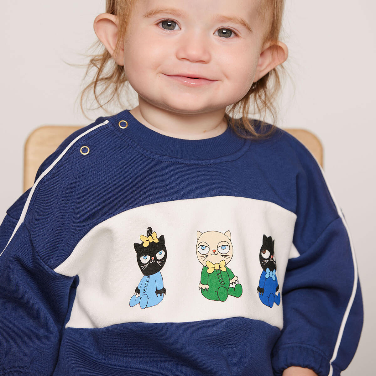 Minibabies Panel Sweatshirt in Blue by Mini Rodini