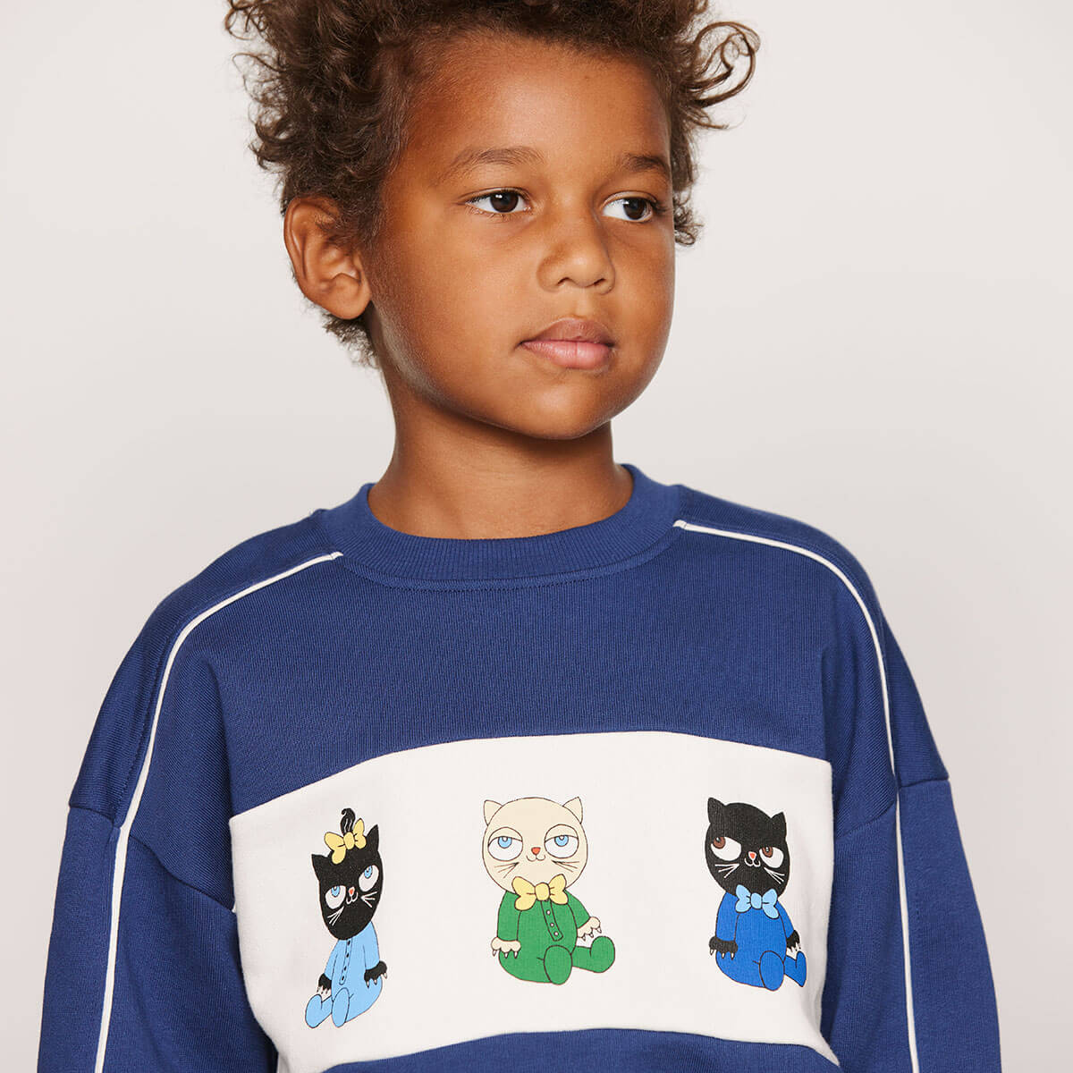 Minibabies Panel Sweatshirt in Blue by Mini Rodini