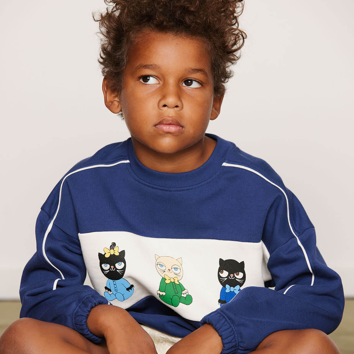 Minibabies Panel Sweatshirt in Blue by Mini Rodini
