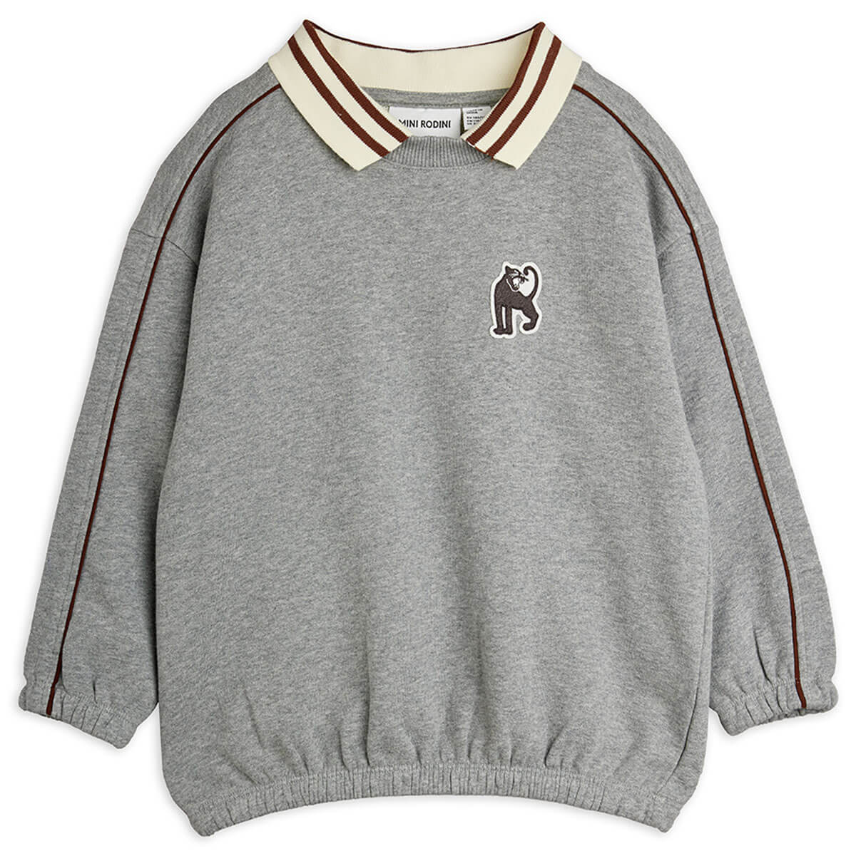 Panther Patch Collar Sweatshirt in Grey Melange by Mini Rodini