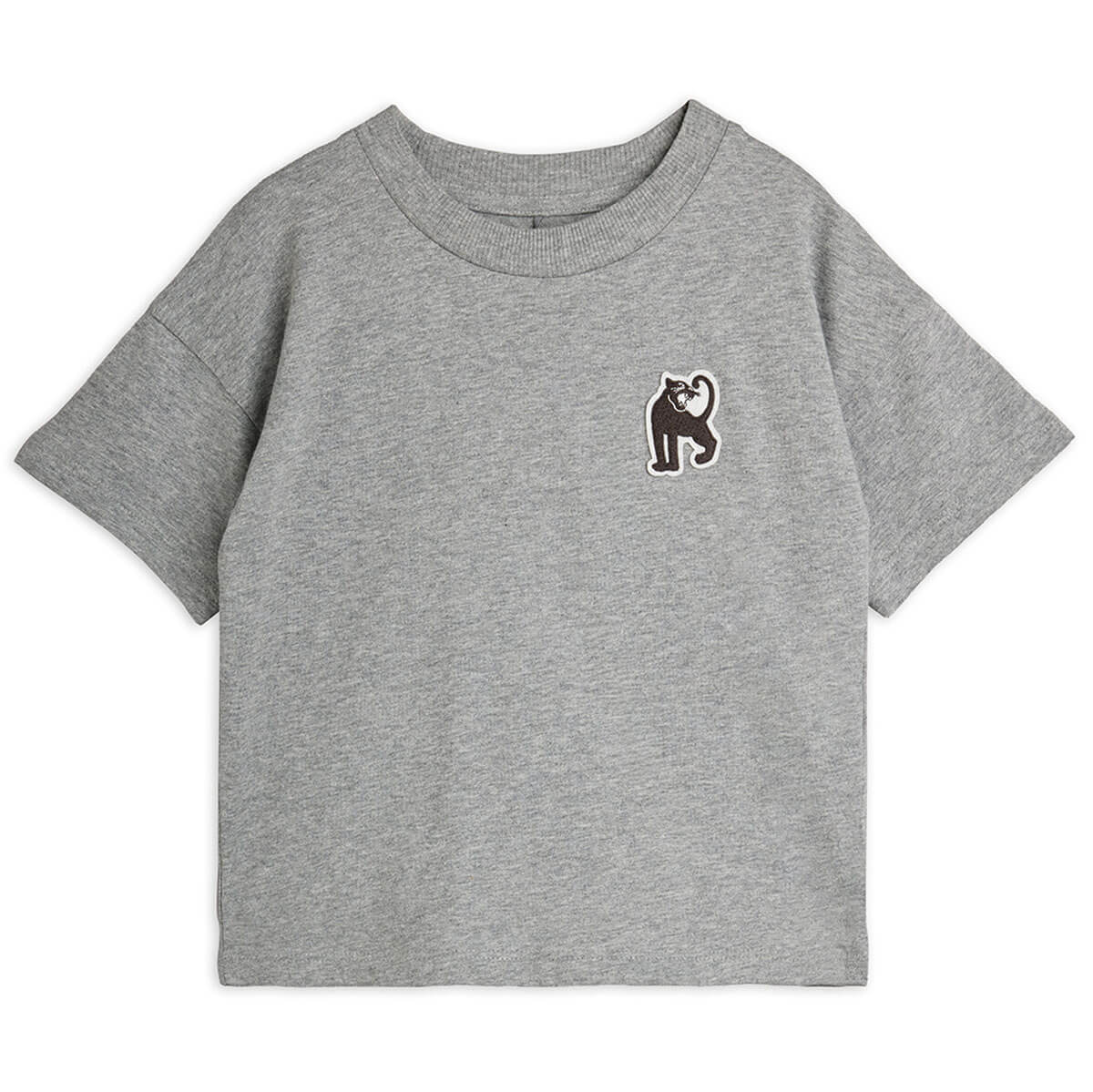 Panther Patch Tee in Grey Melange by Mini Rodini