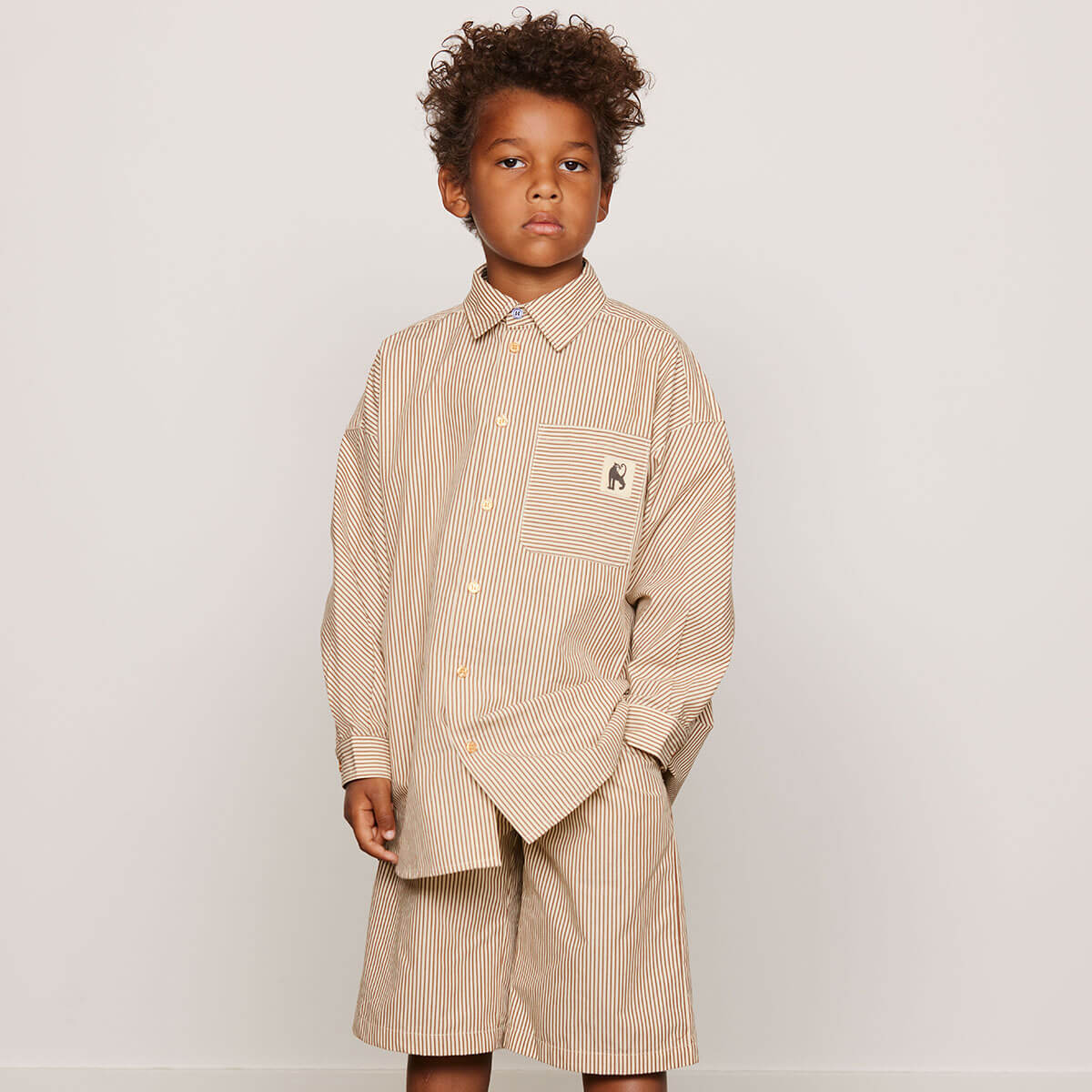 Poplin Shirt in Brown by Mini Rodini