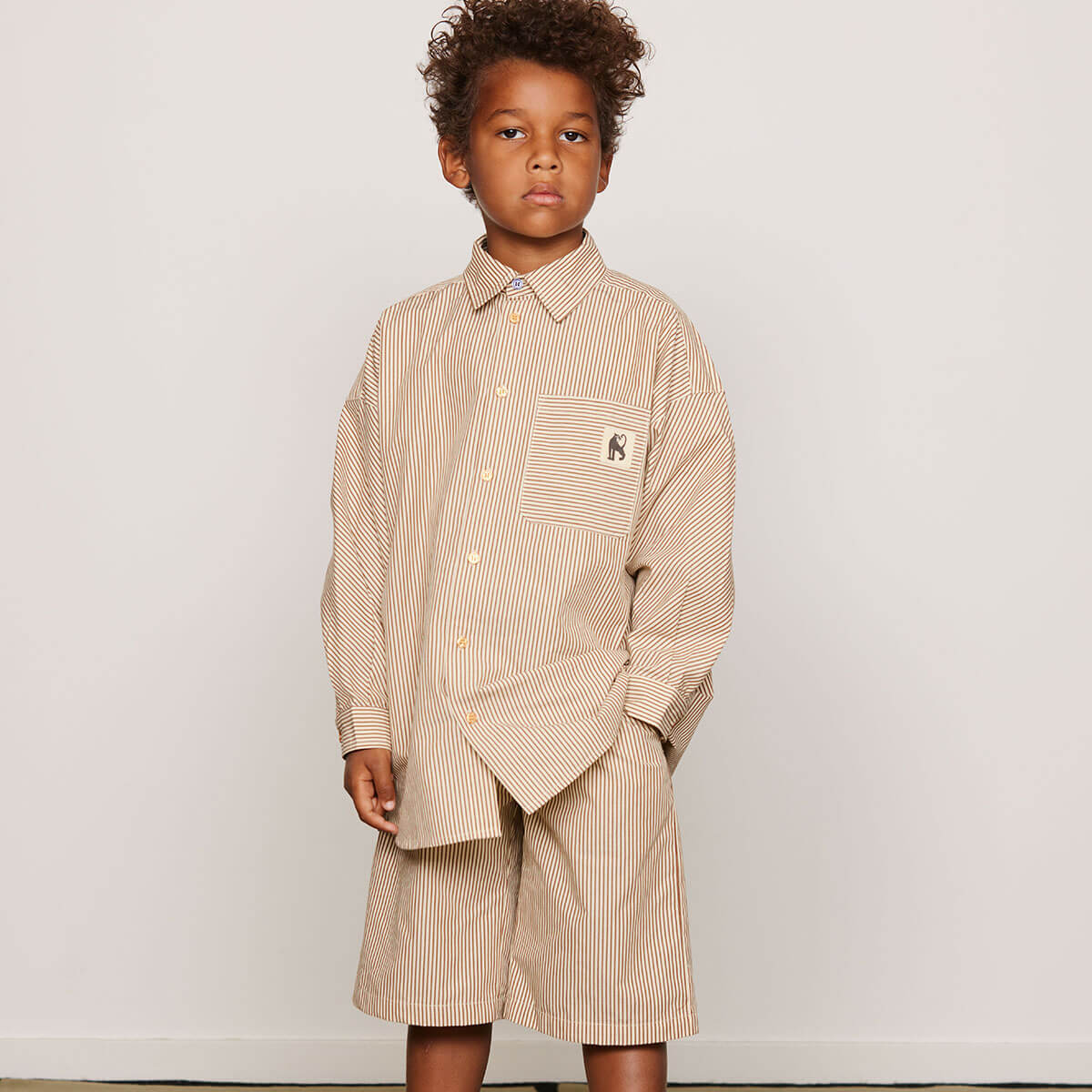 Poplin Woven Shorts in Brown by Mini Rodini