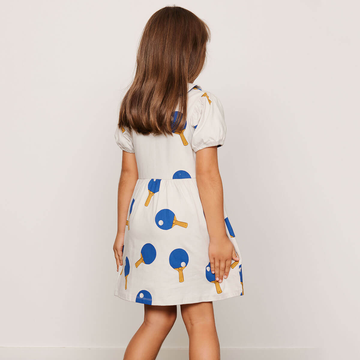 Table Tennis AOP Dress in Grey by Mini Rodini