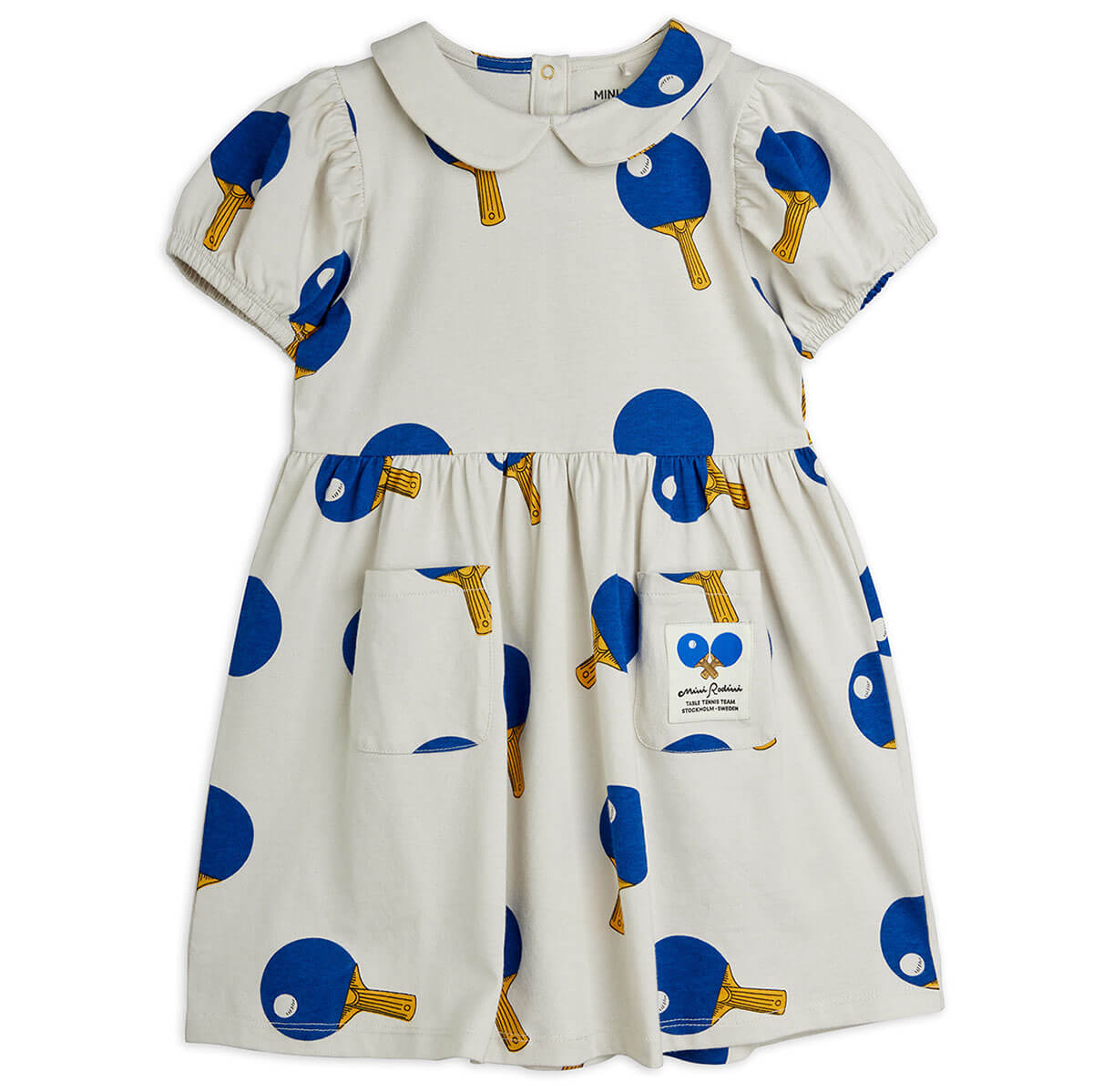 Table Tennis AOP Dress in Grey by Mini Rodini