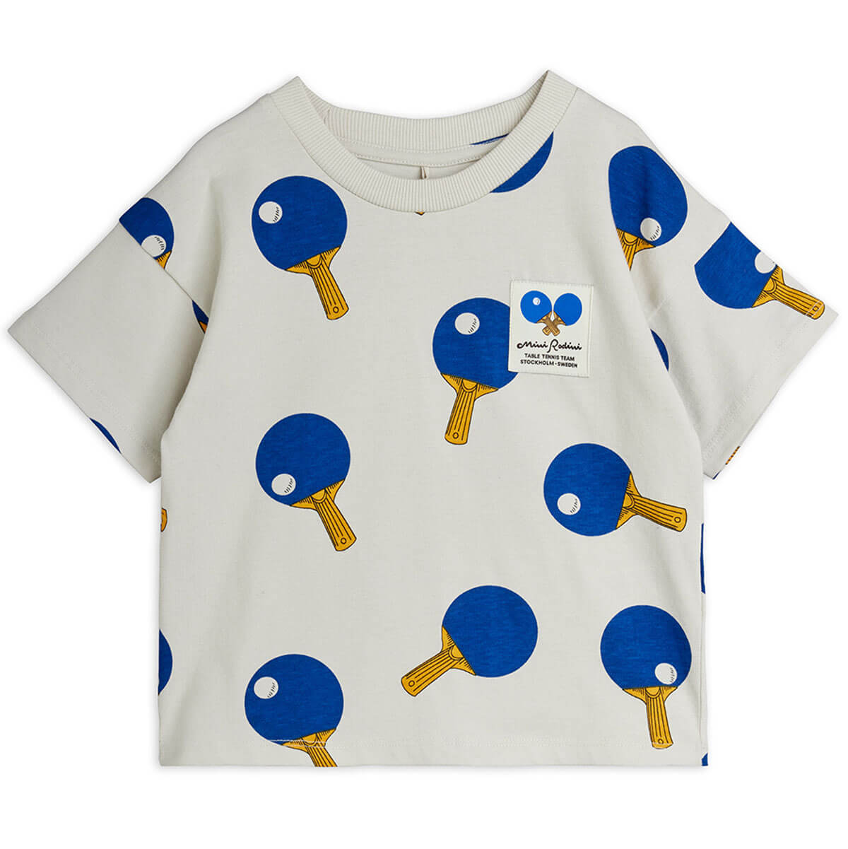 Table Tennis AOP Tee in Grey by Mini Rodini