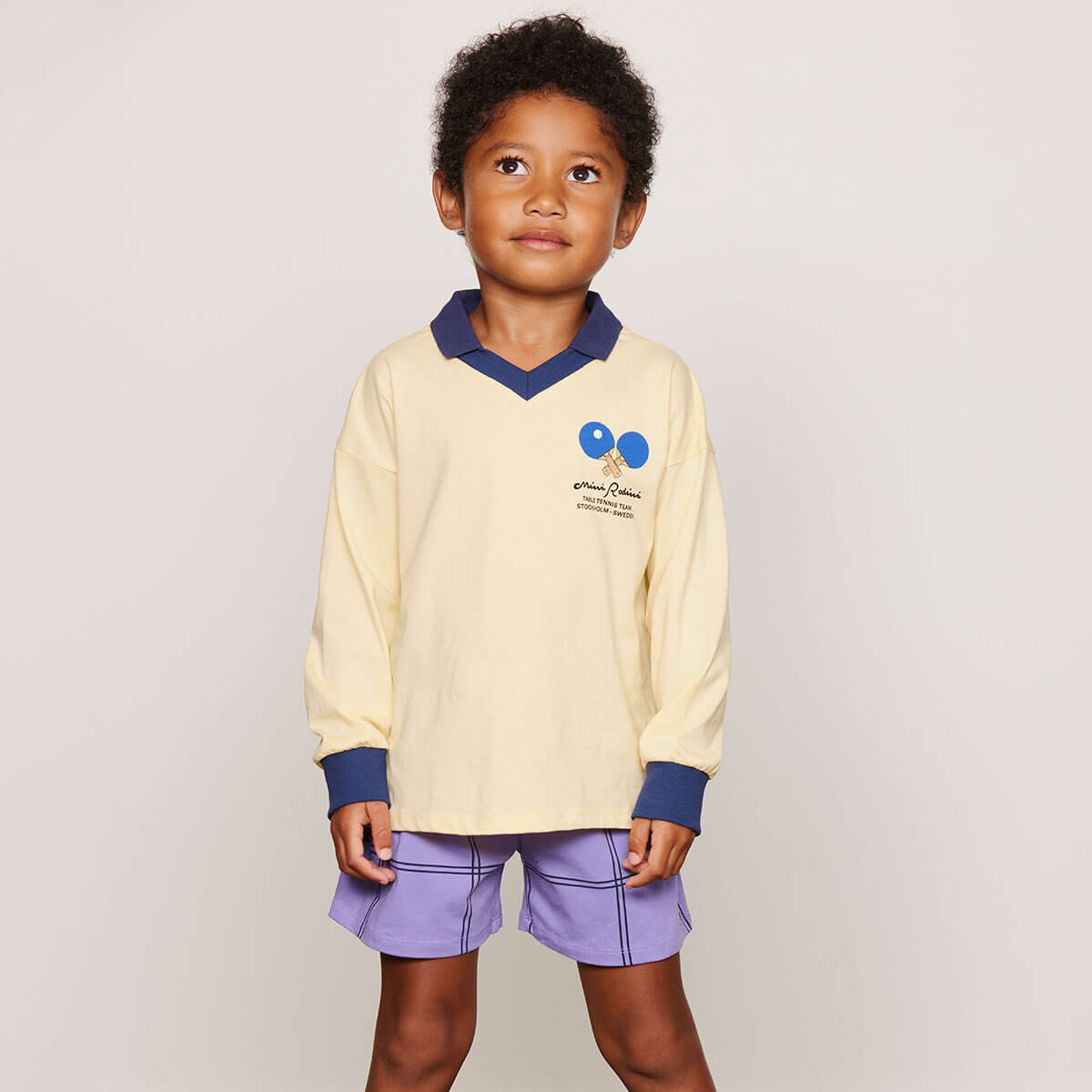 Table Tennis Collar Top in Yellow by Mini Rodini