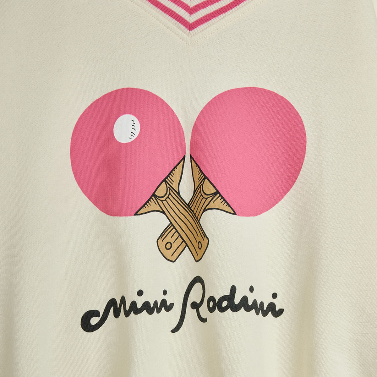 Table Tennis Striped Sweatshirt in White by Mini Rodini