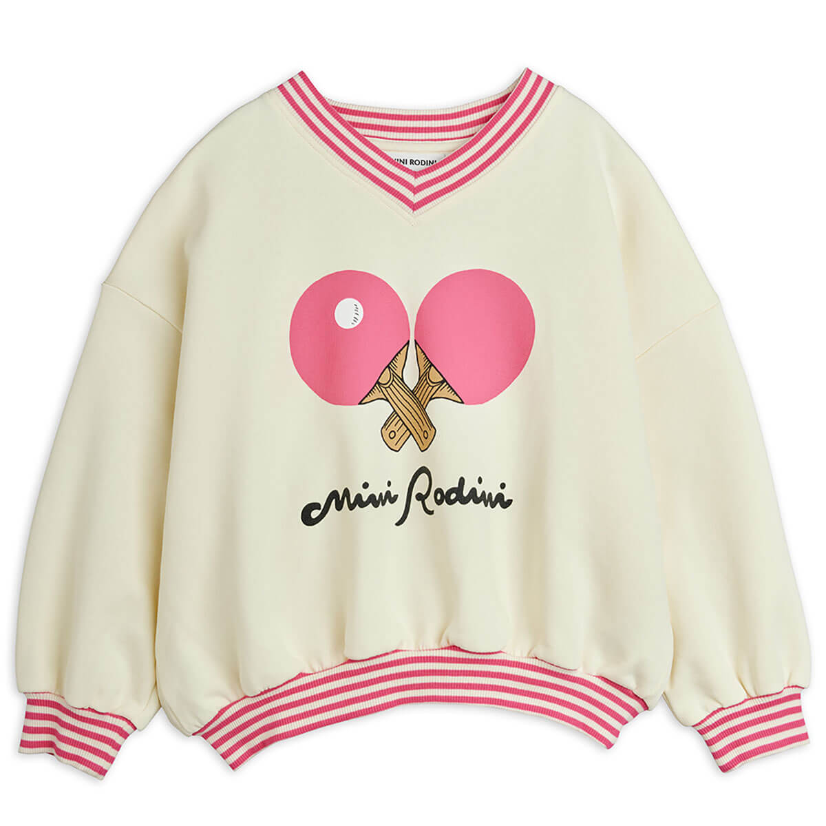 Table Tennis Striped Sweatshirt in White by Mini Rodini
