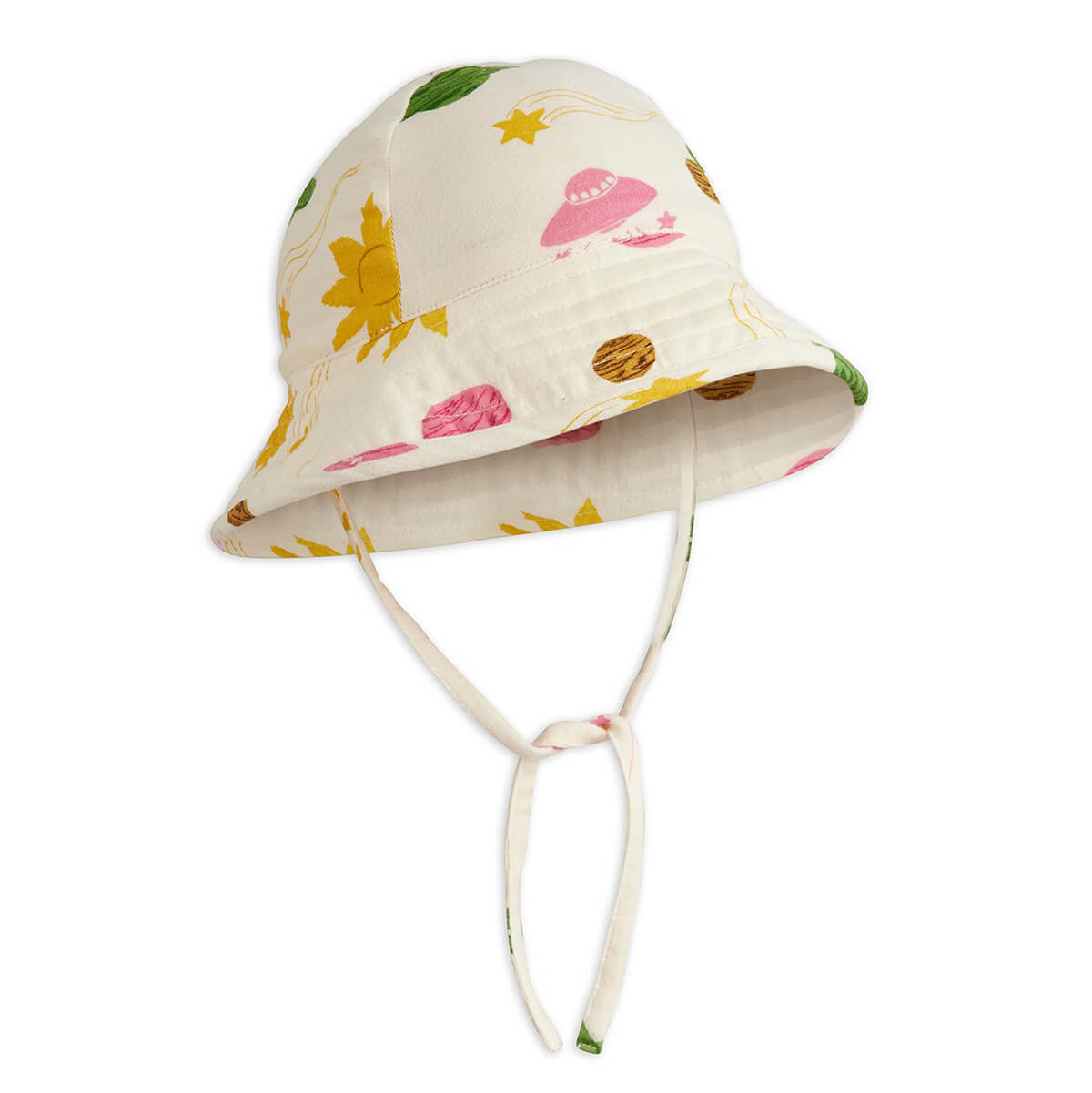 Space Print Muslin Sun Hat in Off White by Mini Rodini - PREORDER