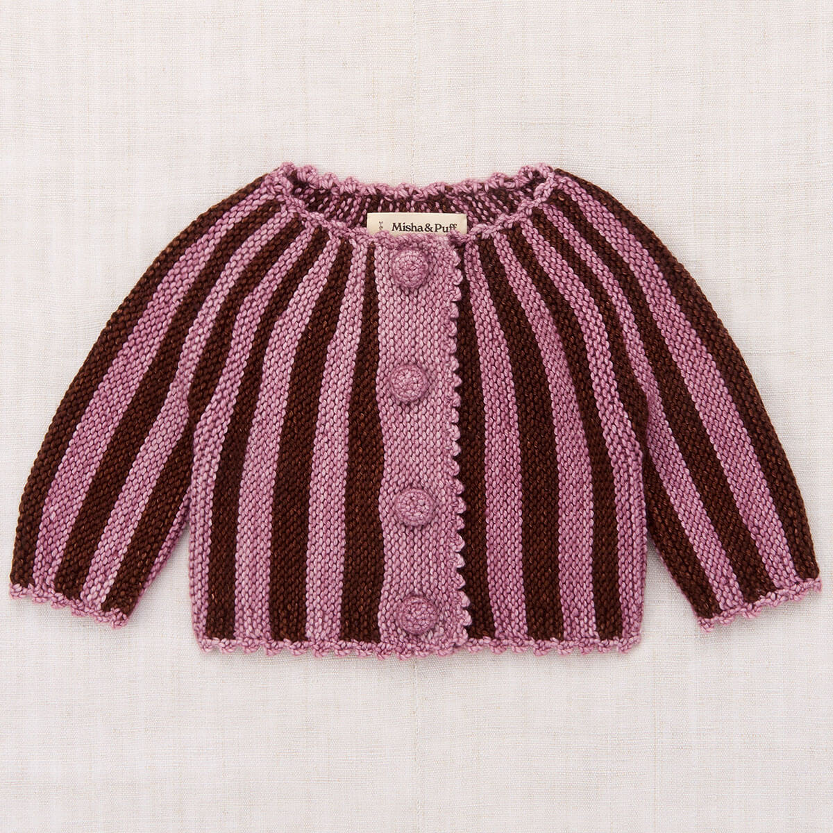 Baby Circus Stripe Cardigan in Antique Rose by Misha & Puff