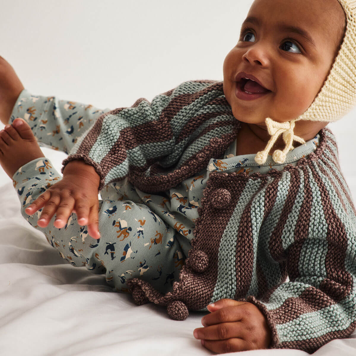 Baby Circus Stripe Cardigan in Mink by Misha & Puff