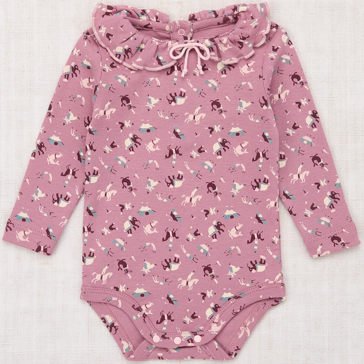 Baby Pattie Onesie in Antique Rose Circus by Misha & Puff