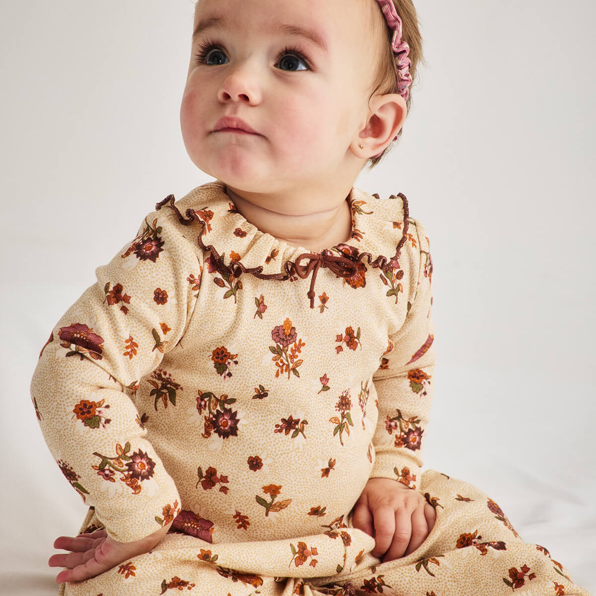Baby Pattie Onesie in String / Antique Rose Holyoake Floral by Misha & Puff