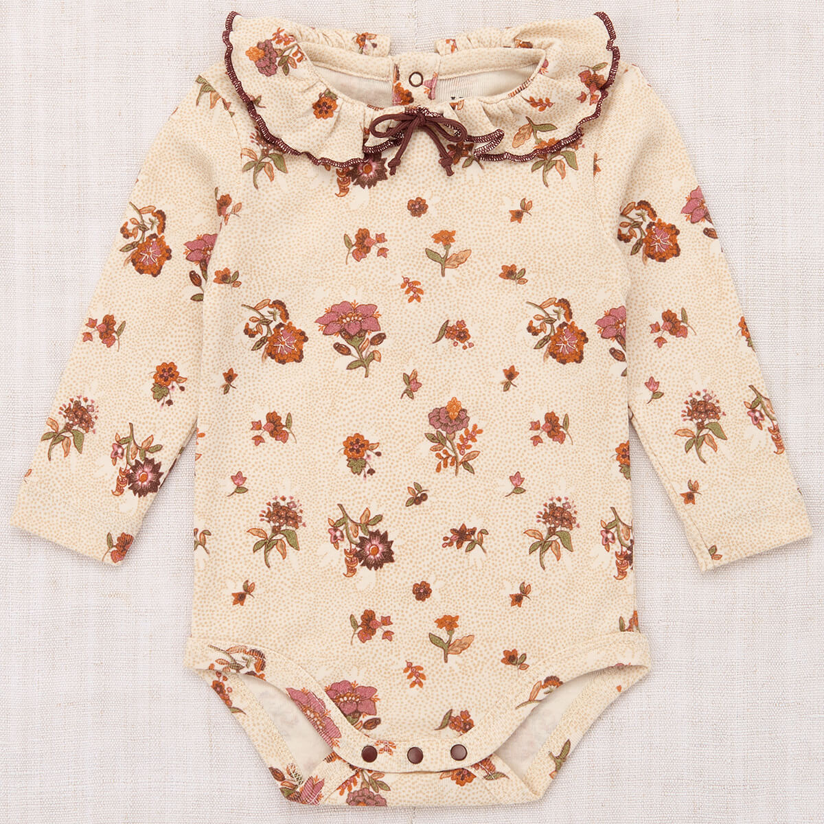 Baby Pattie Onesie in String / Antique Rose Holyoake Floral by Misha & Puff