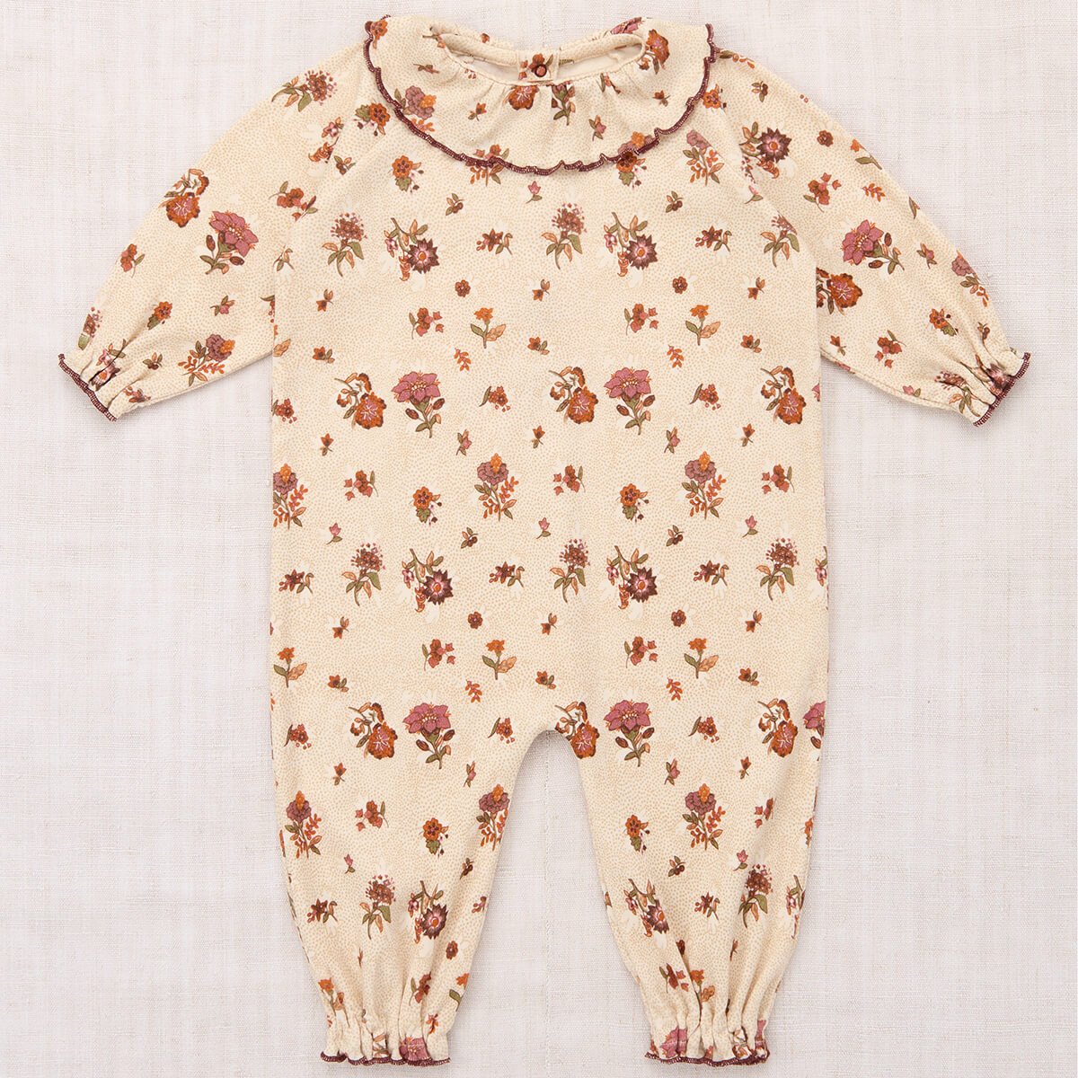 Baby Pierrot Onesie in String / Antique Rose Holyoake Floral by Misha & Puff