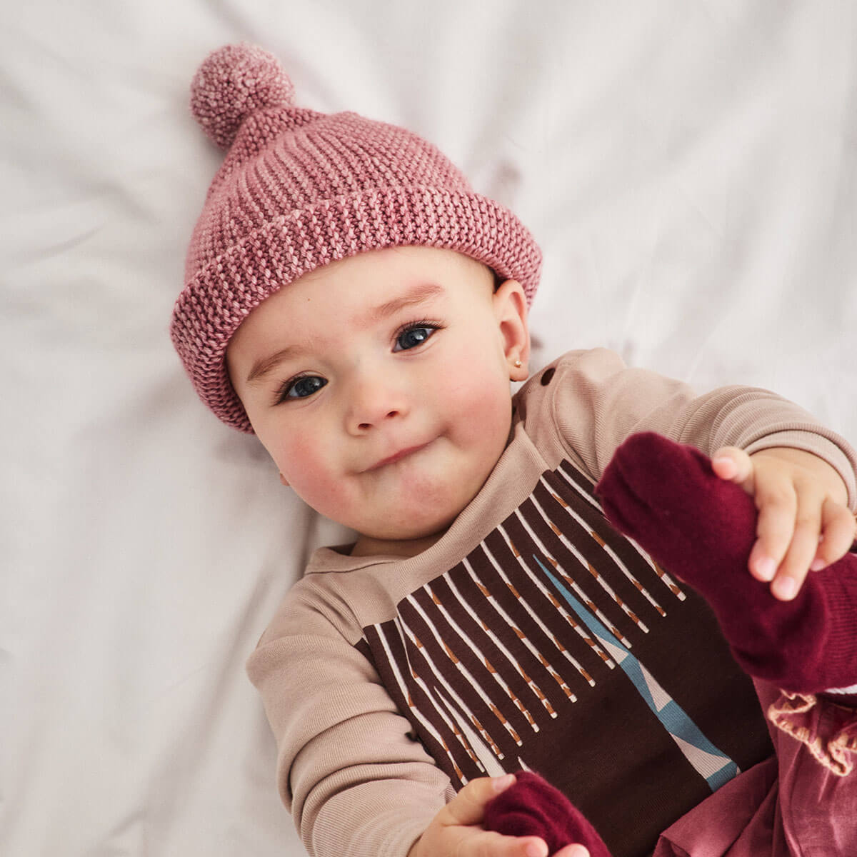 Baby Pointy Peak Hat in Antique Rose by Misha & Puff
