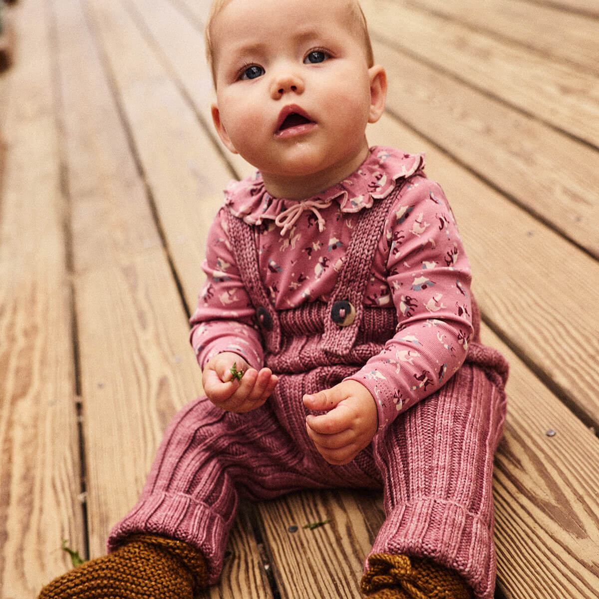 Baby Rib Longies in Antique Rose by Misha & Puff
