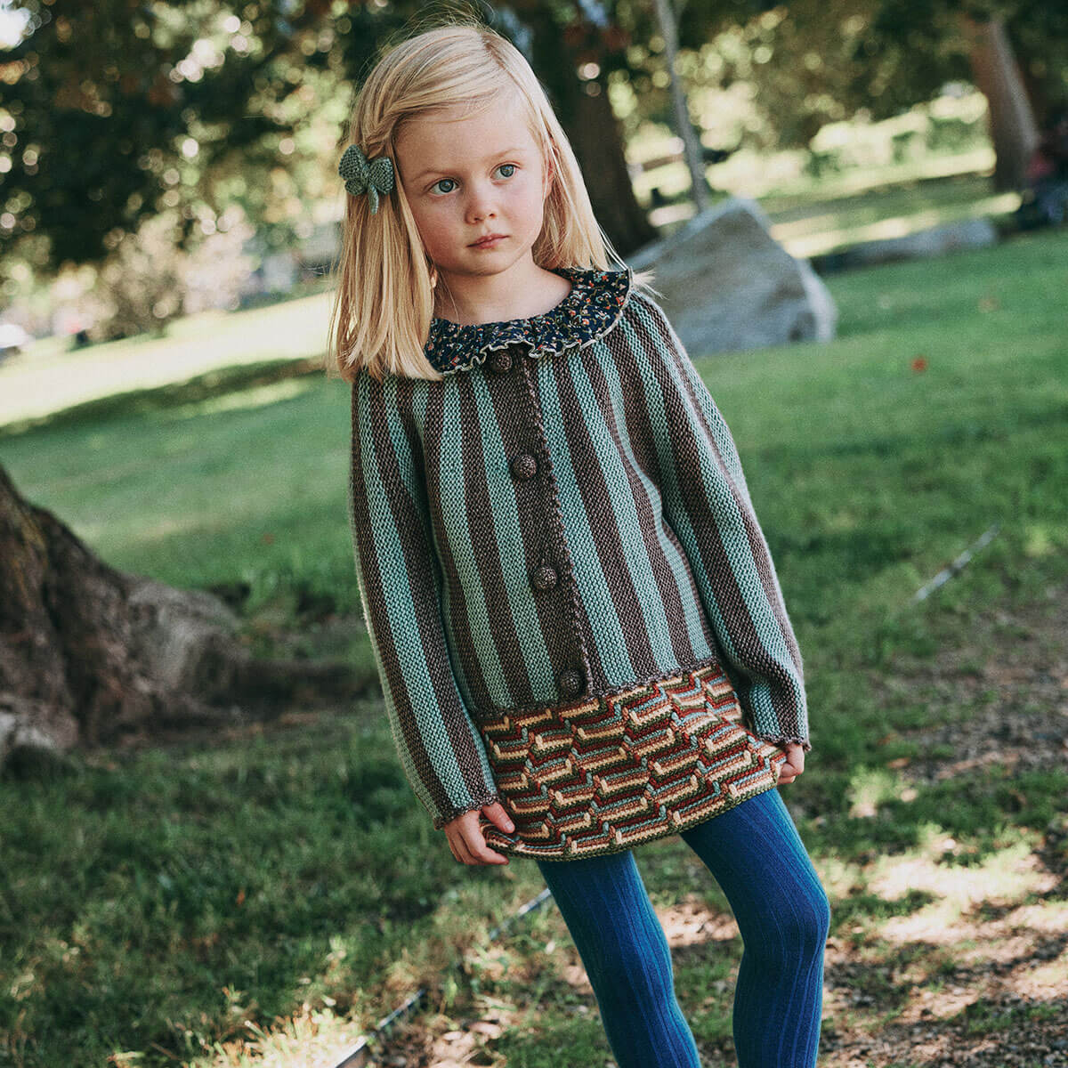 Circus Stripe Cardigan in Mink by Misha & Puff