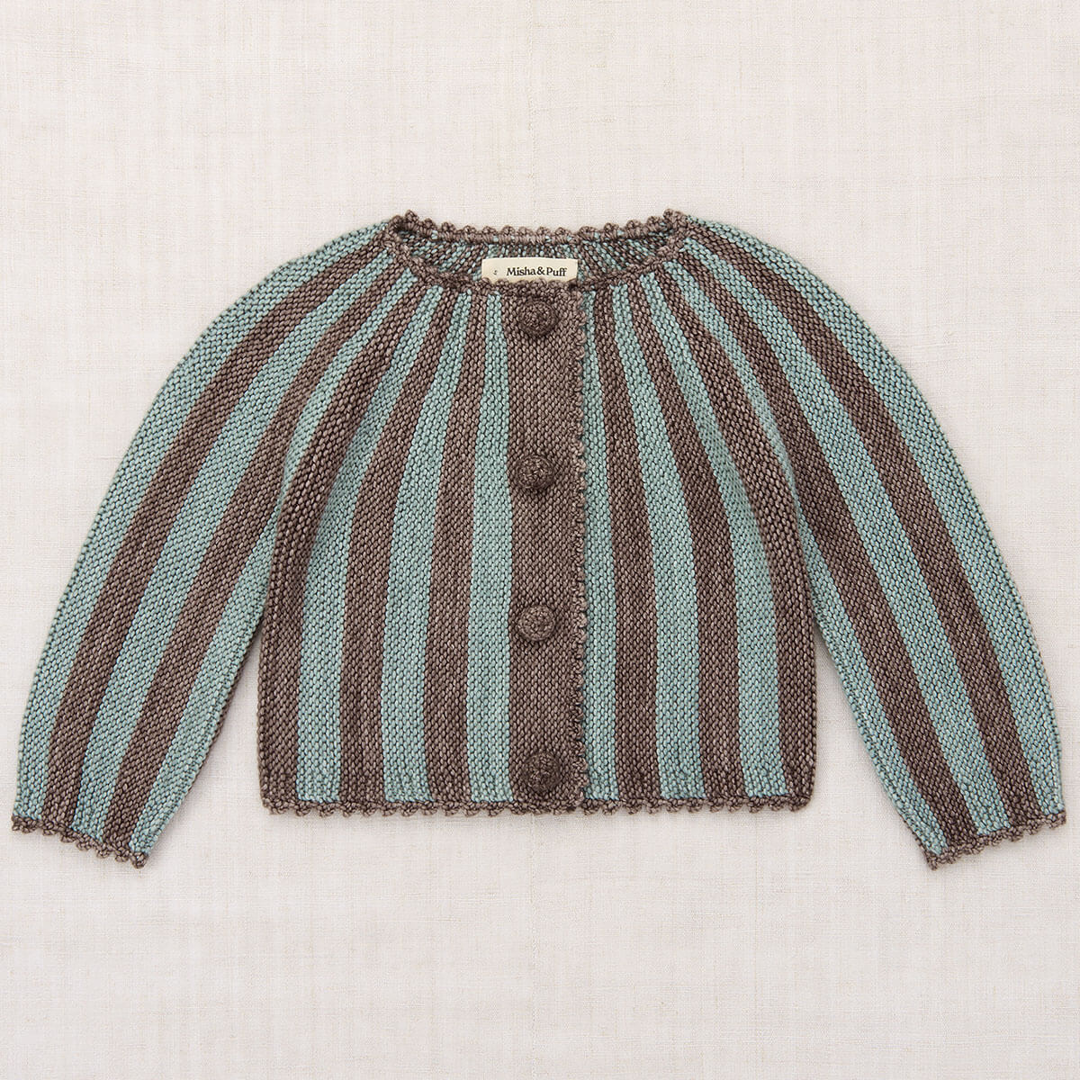 Circus Stripe Cardigan in Mink by Misha & Puff