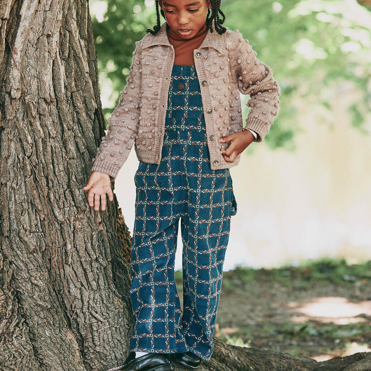 Corduroy Carpenter Overall in Marine Blue Portico by Misha & Puff