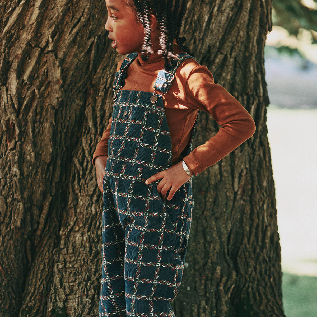 Corduroy Carpenter Overall in Marine Blue Portico by Misha & Puff