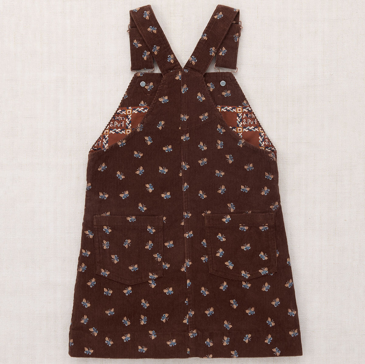 Corduroy Jumper Dress in Dark Roast Mariposa by Misha & Puff