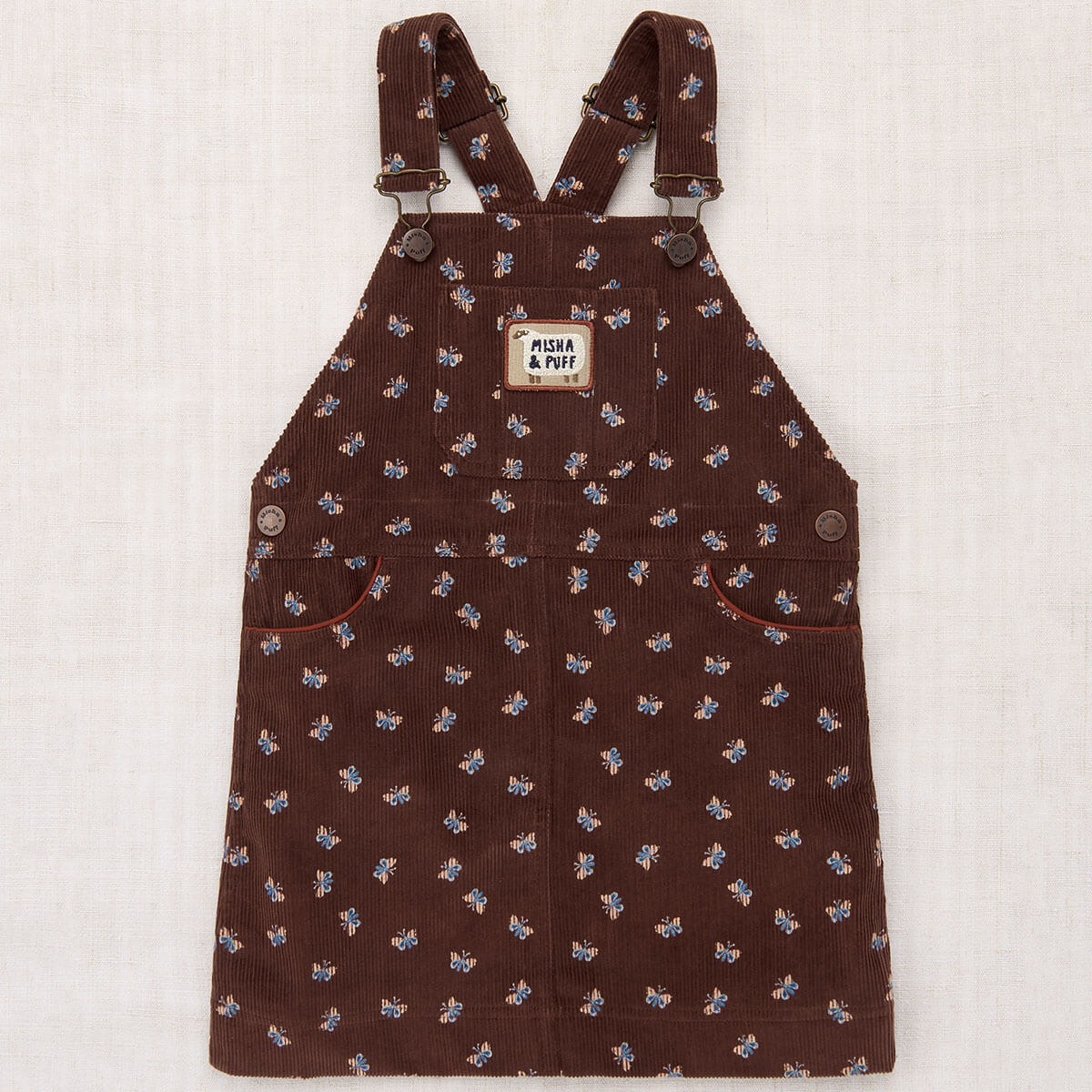Corduroy Jumper Dress in Dark Roast Mariposa by Misha & Puff