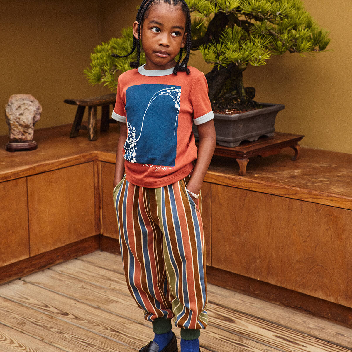Court Jogger in Nutmeg Afterschool Stripe by Misha & Puff