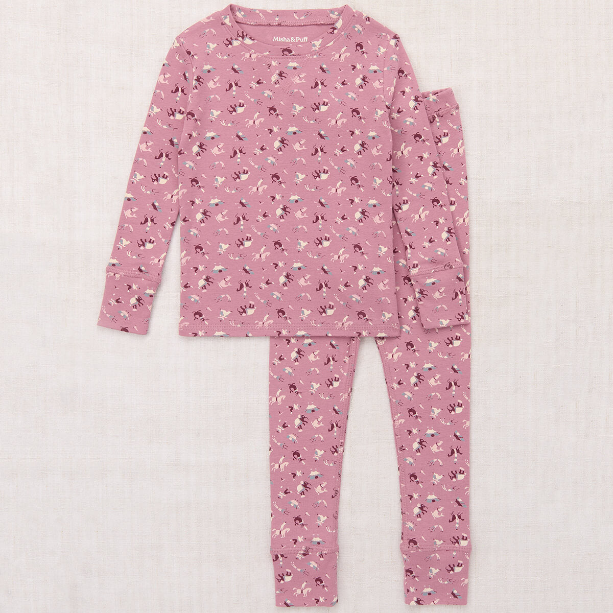 Pajama Set in Antique Rose Circus by Misha & Puff