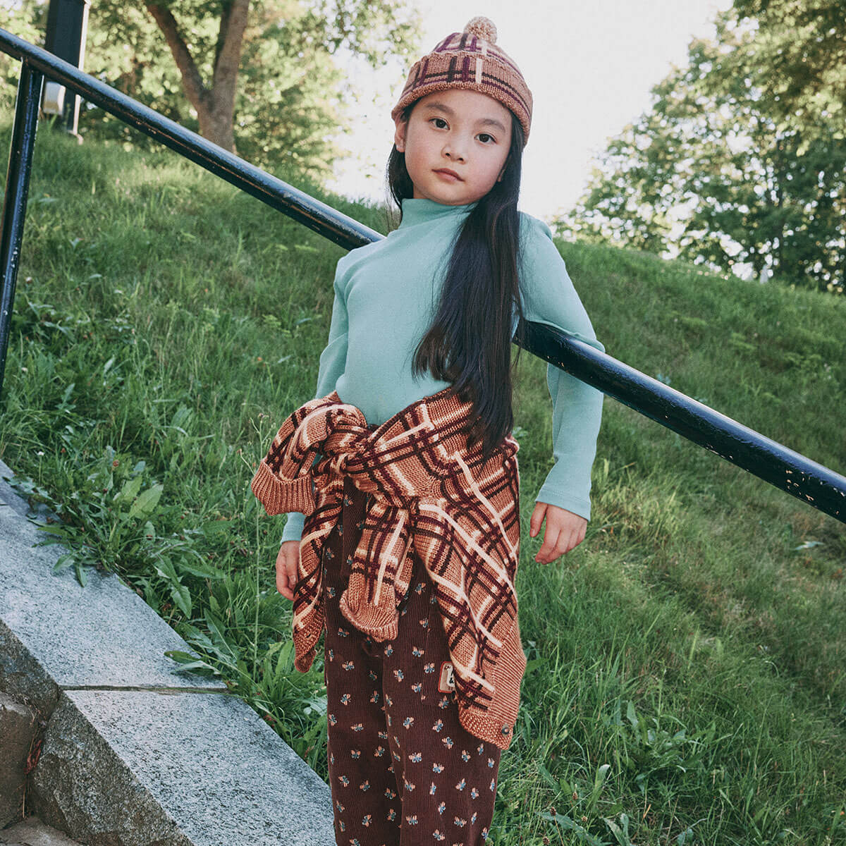 Plaid Davis Cardigan in Rose Gold by Misha & Puff