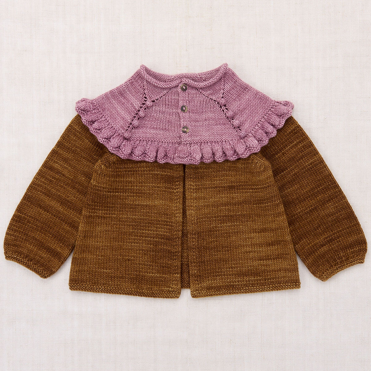 Ruffle Cardigan in Nutmeg by Misha & Puff
