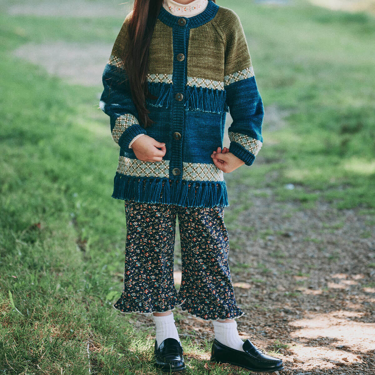 Ruffle Pedal Pusher in Astronomy Millefleurs by Misha & Puff