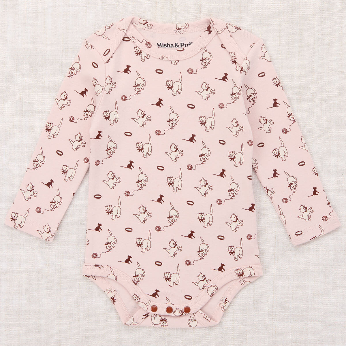 Baby Lap Onesie in Candyfloss Cat & Mouse by Misha & Puff