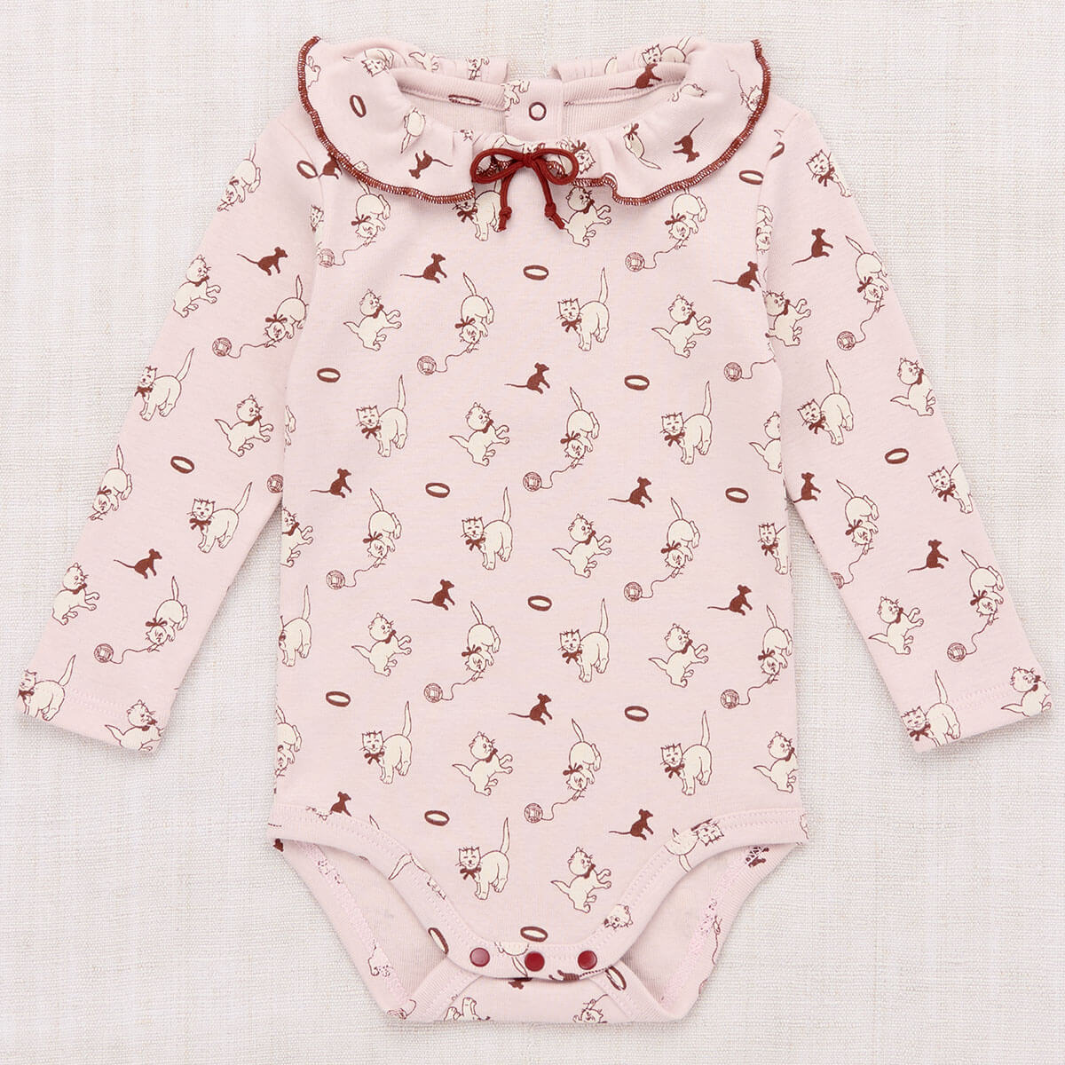 Baby Pattie Onesie in Candyfloss Cat & Mouse by Misha & Puff