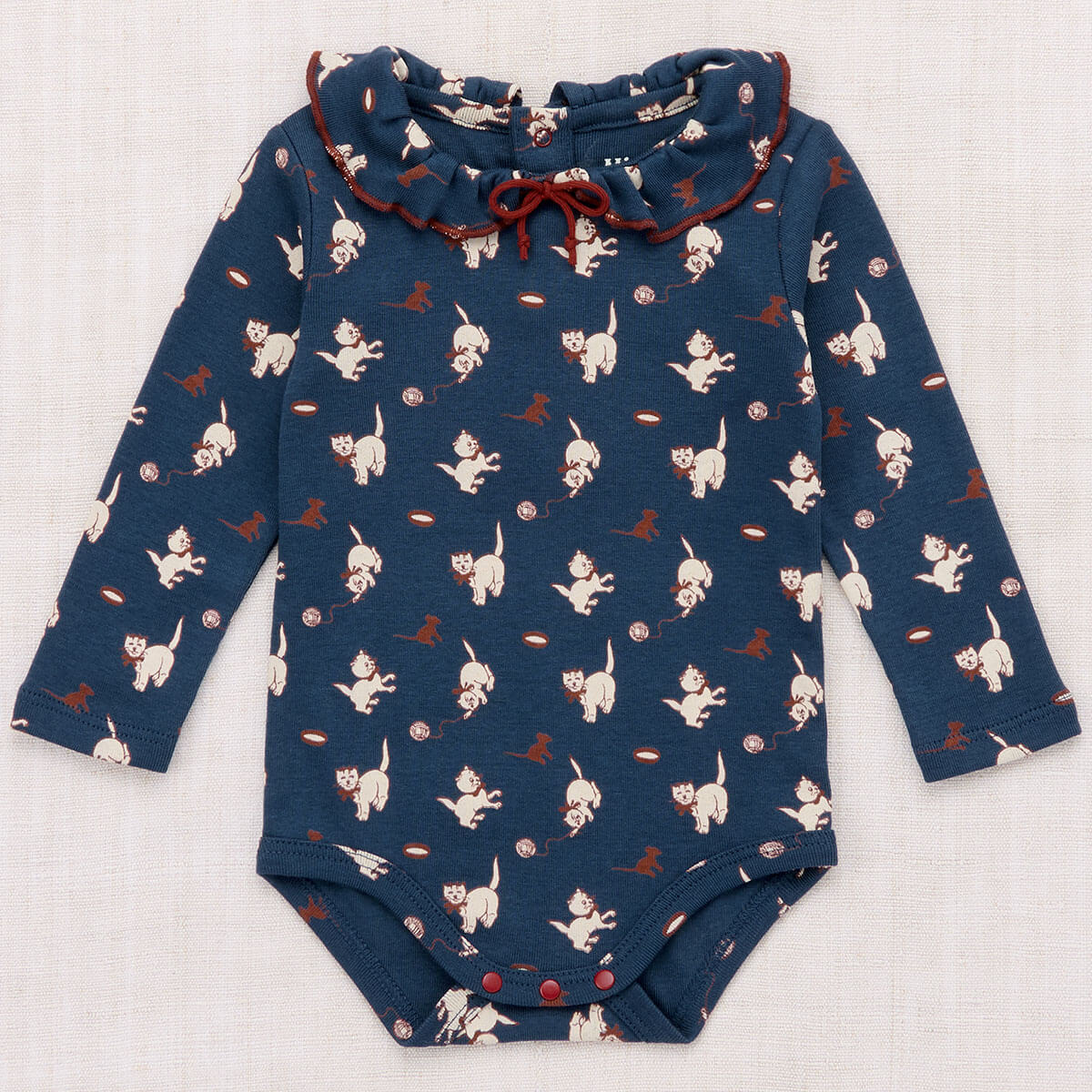 Baby Pattie Onesie in Moonlight Cat & Mouse by Misha & Puff
