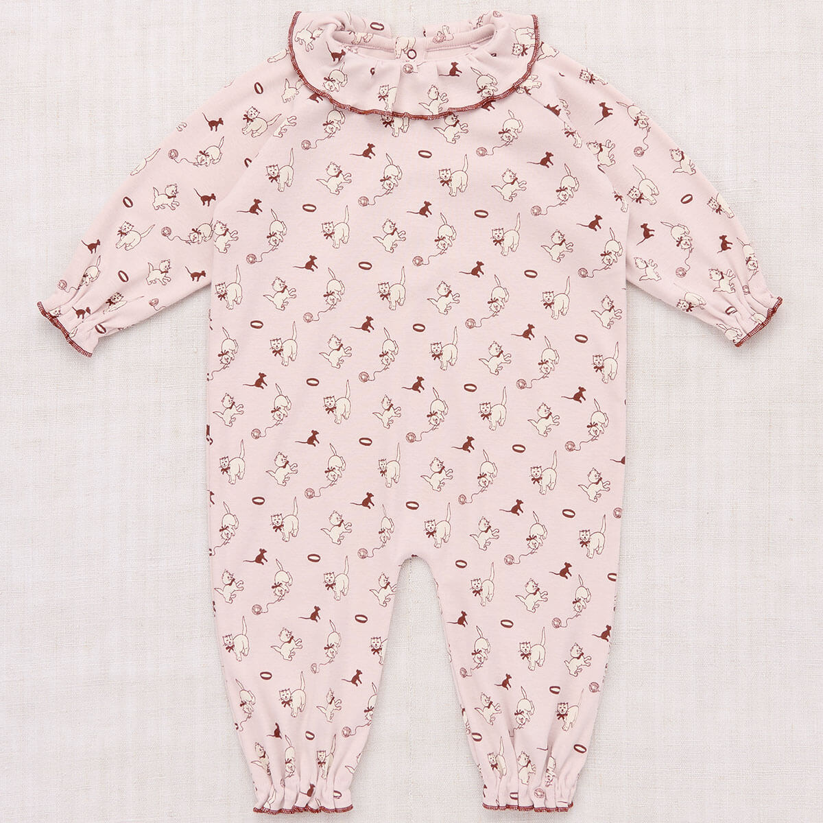 Baby Pierrot Onesie in Candyfloss Cat & Mouse by Misha & Puff