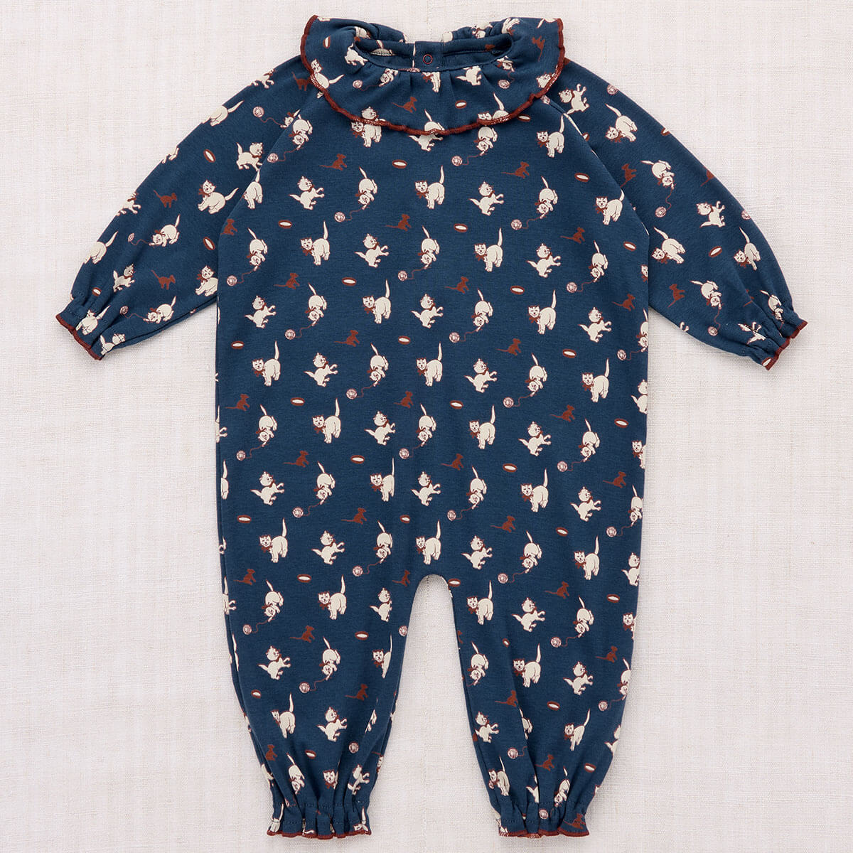 Baby Pierrot Onesie in Moonlight Cat & Mouse by Misha & Puff