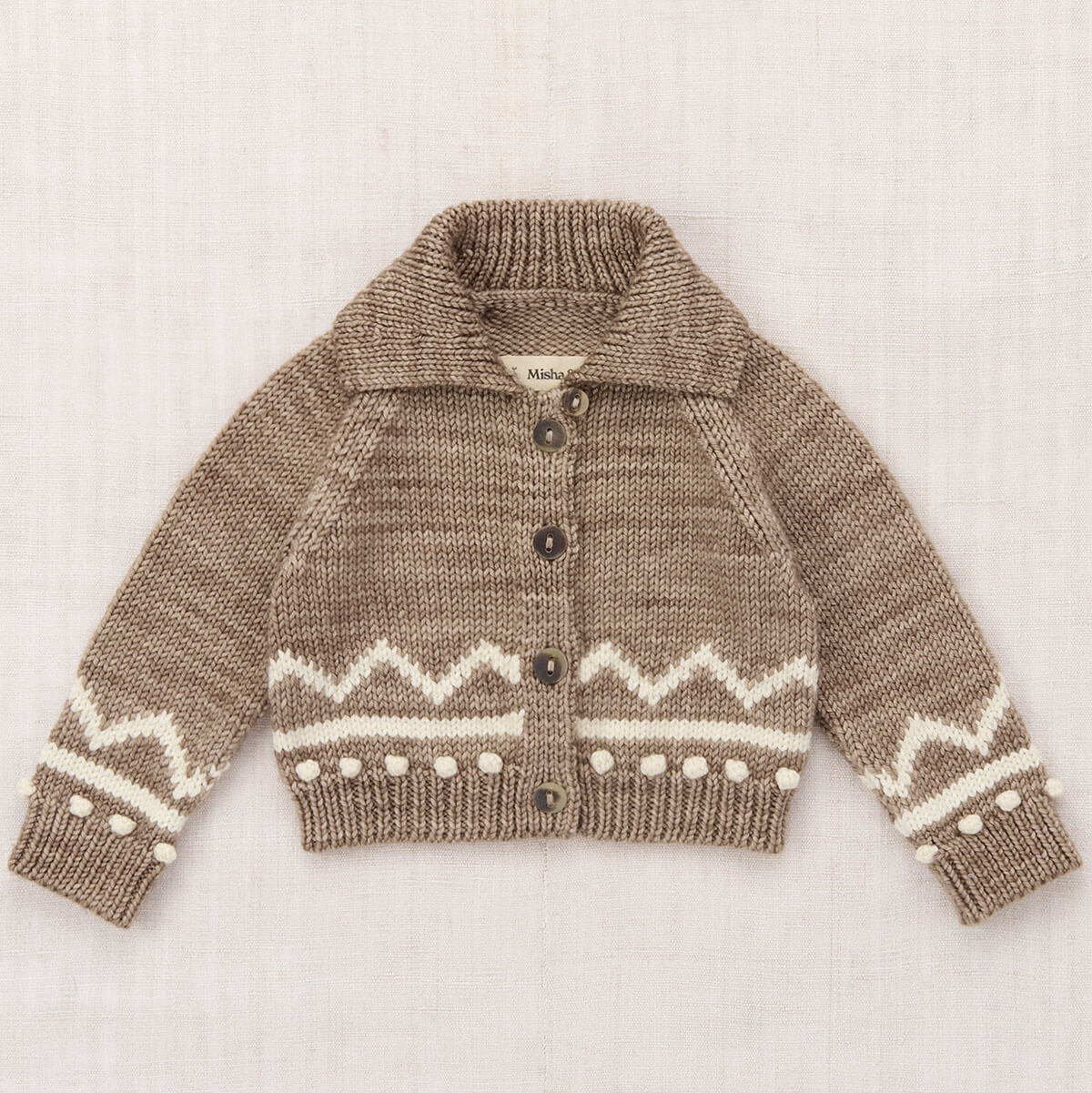 Baby Zig Zag Cardigan in Brut by Misha & Puff